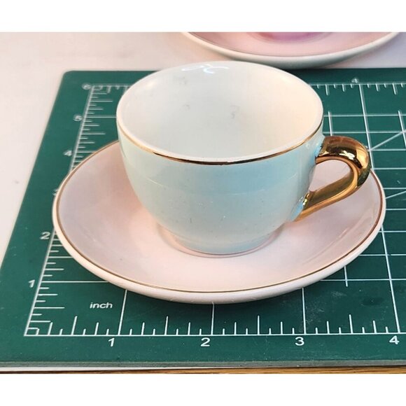 FAO Schwarz Hand-Glazed Ceramic Childs Tea Party Set - 10pc Pastel colors. - Picture 10 of 14